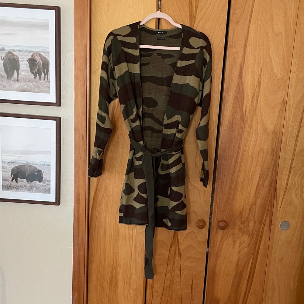 Miss Me Camouflage Cardigan Sweater